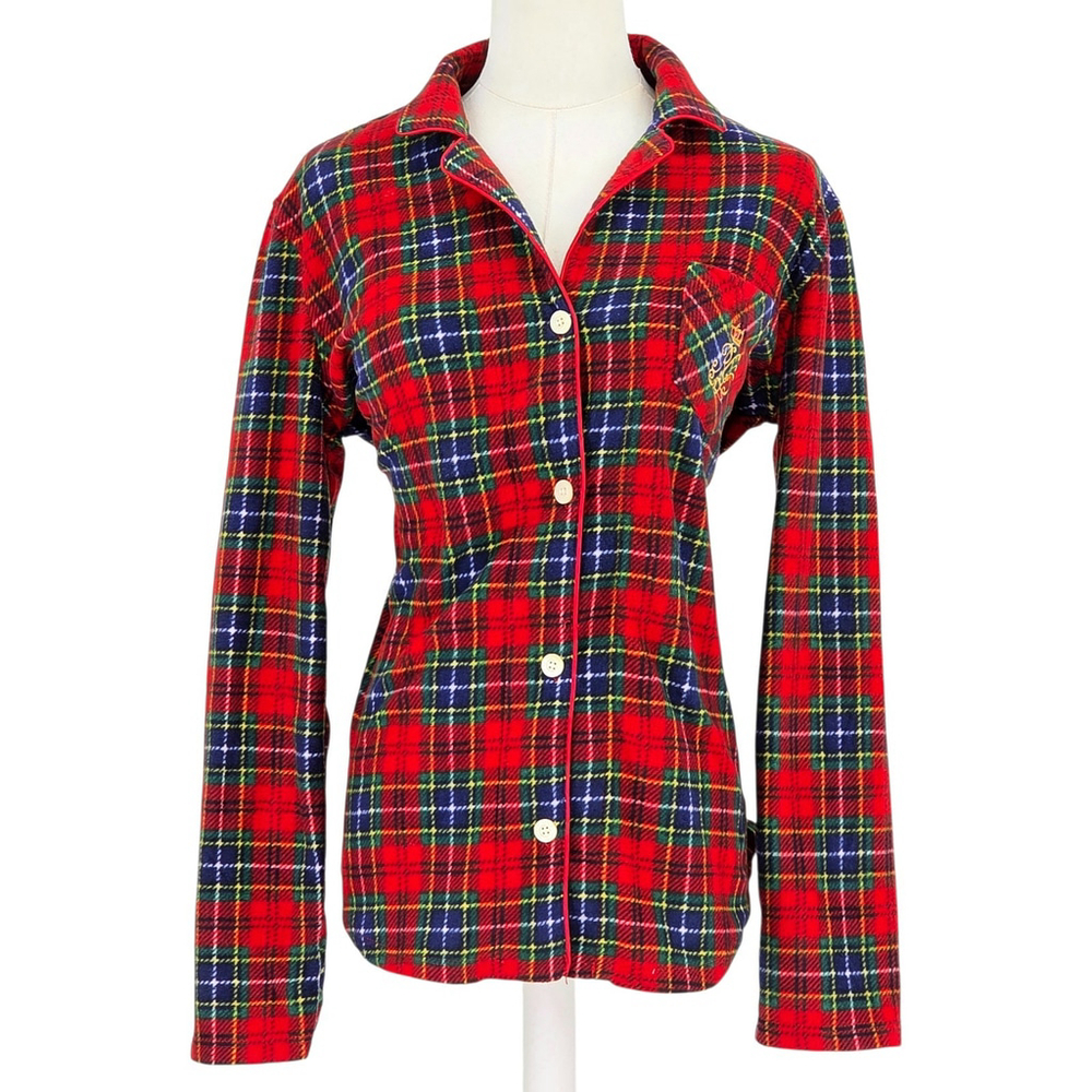 Holiday Plaid Lauren Ralph Lauren Pajama Top Women’s S Red Tartan Sleepwear